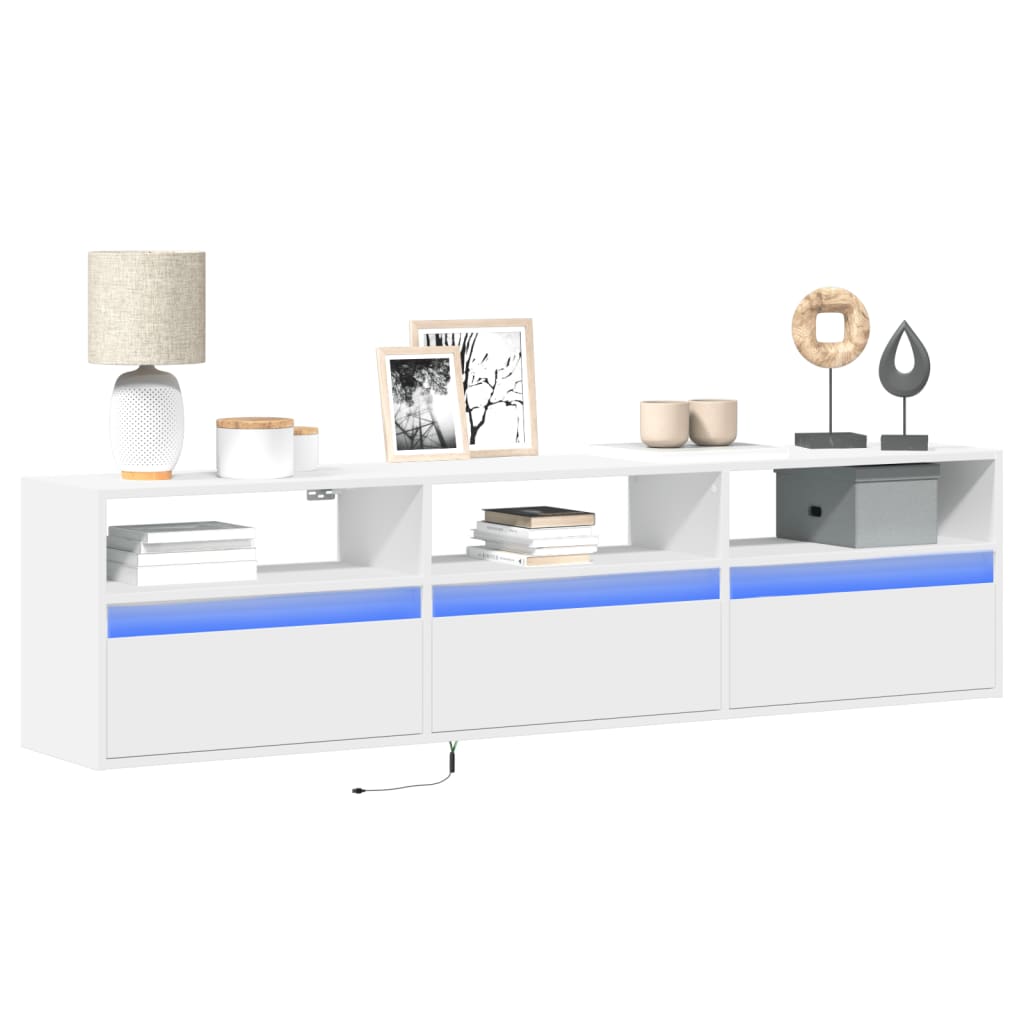 TV Wall Cabinet with LED White 180x31x45 cm