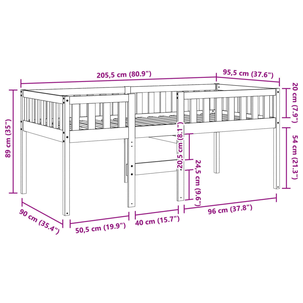 Children's Bed without Mattress White 90x200 cm Solid Wood Pine