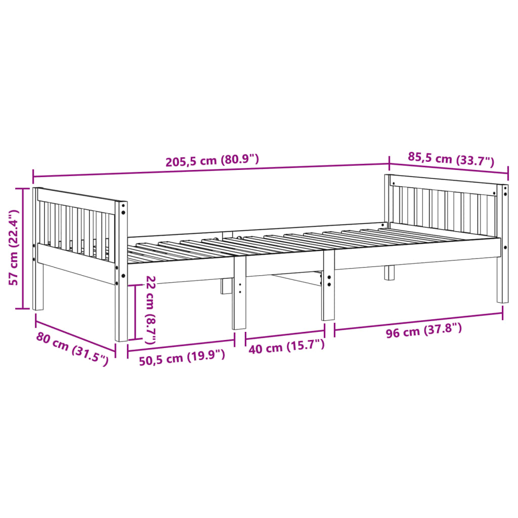 Children's Bed without Mattress White 80x200 cm Solid Wood Pine