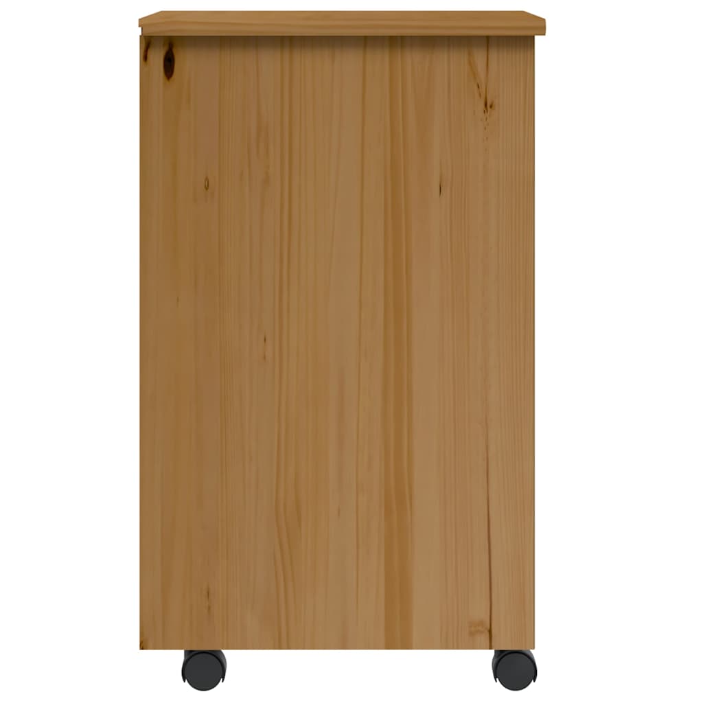 Rolling Cabinet with Drawers MOSS Honey Brown Solid Wood Pine