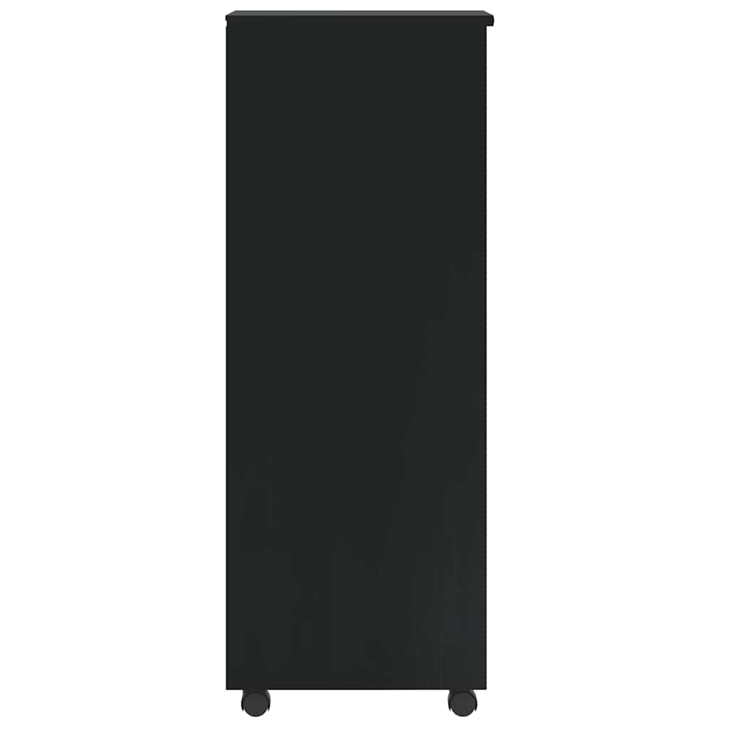 Rolling Cabinet with Drawers MOSS Black Solid Wood Pine