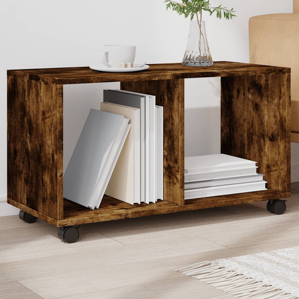  Rolling Cabinet Smoked Oak 72x33x42.5 cm Engineered Wood