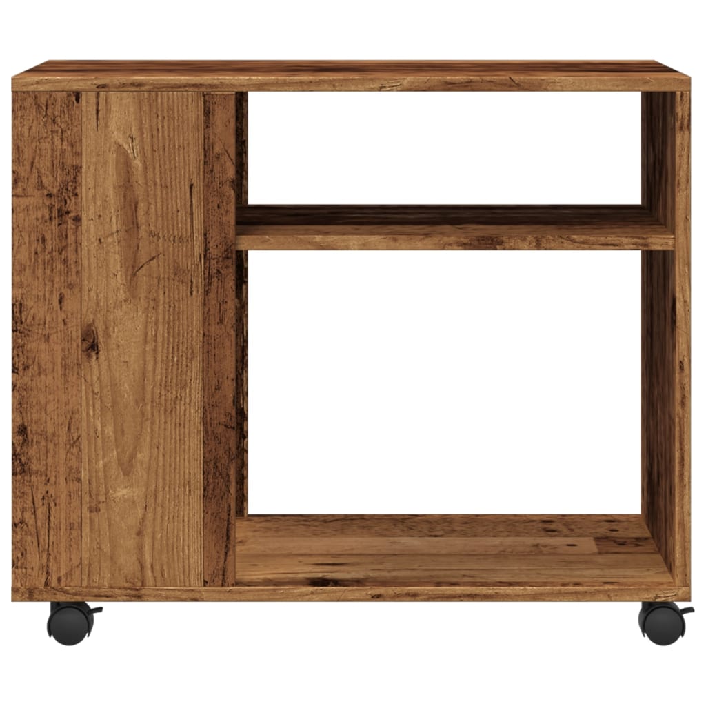 Side Table with Wheels Old Wood 70x35x60 cm Engineered Wood