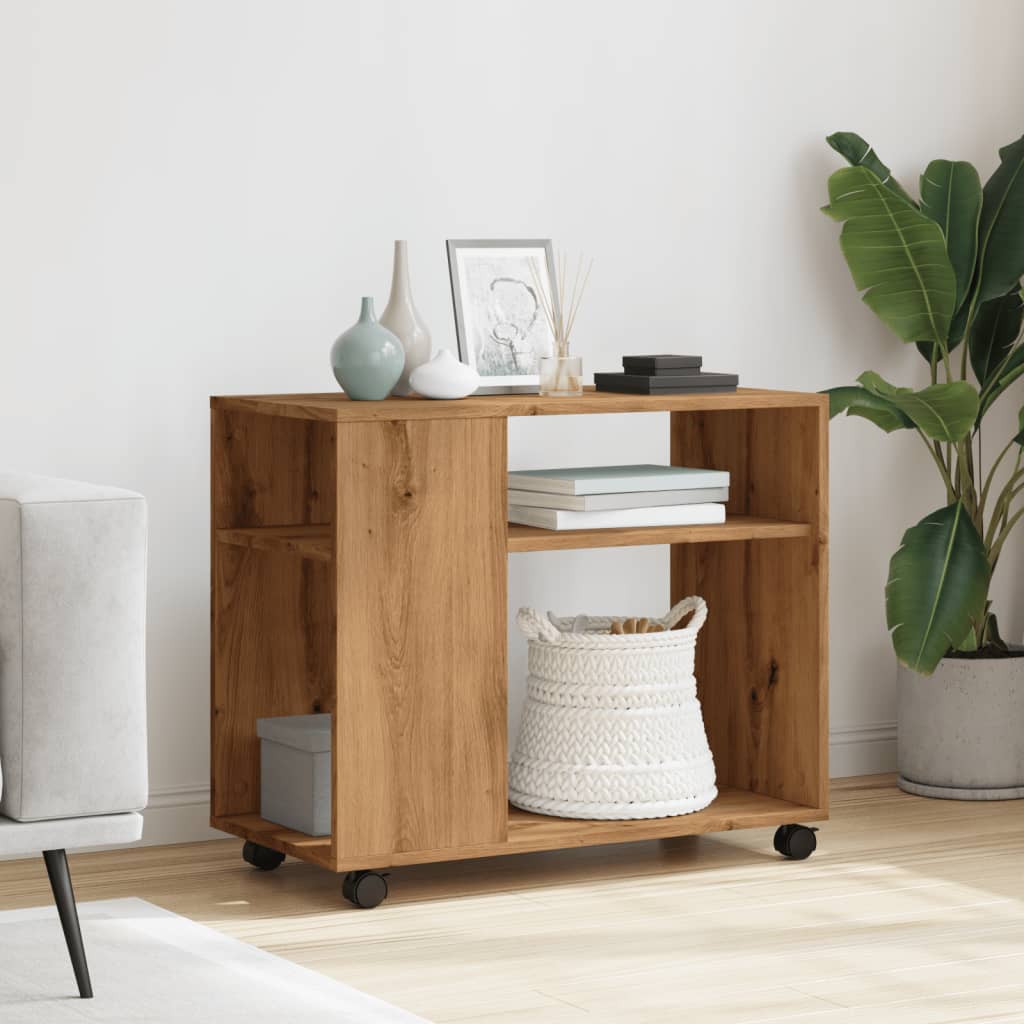 Side Table with Wheels Artisian Oak 70x35x60 cm Engineered Wood