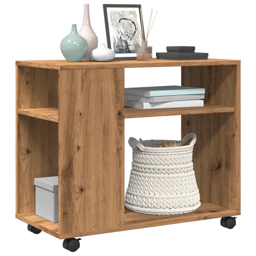 Side Table with Wheels Artisian Oak 70x35x60 cm Engineered Wood