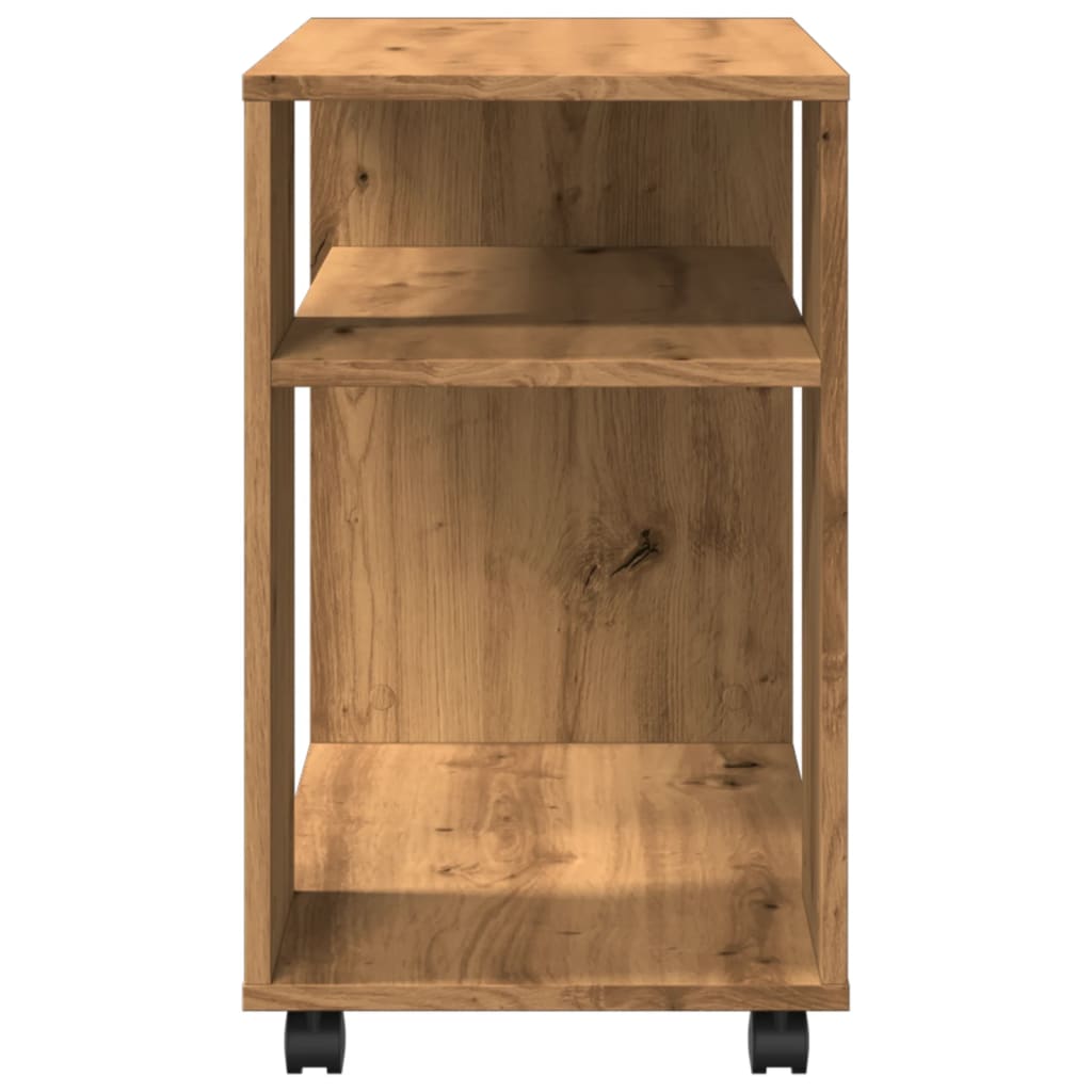 Side Table with Wheels Artisian Oak 70x35x60 cm Engineered Wood