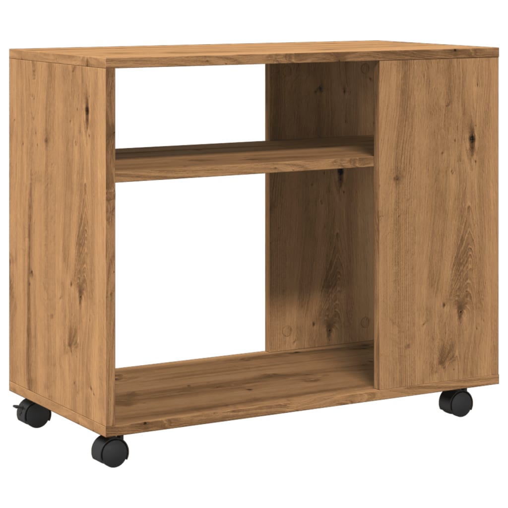 Side Table with Wheels Artisian Oak 70x35x60 cm Engineered Wood