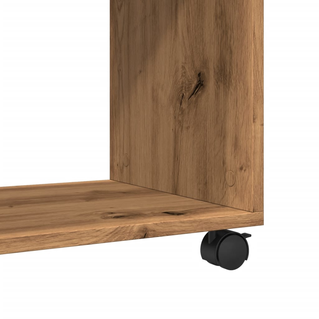 Side Table with Wheels Artisian Oak 70x35x60 cm Engineered Wood