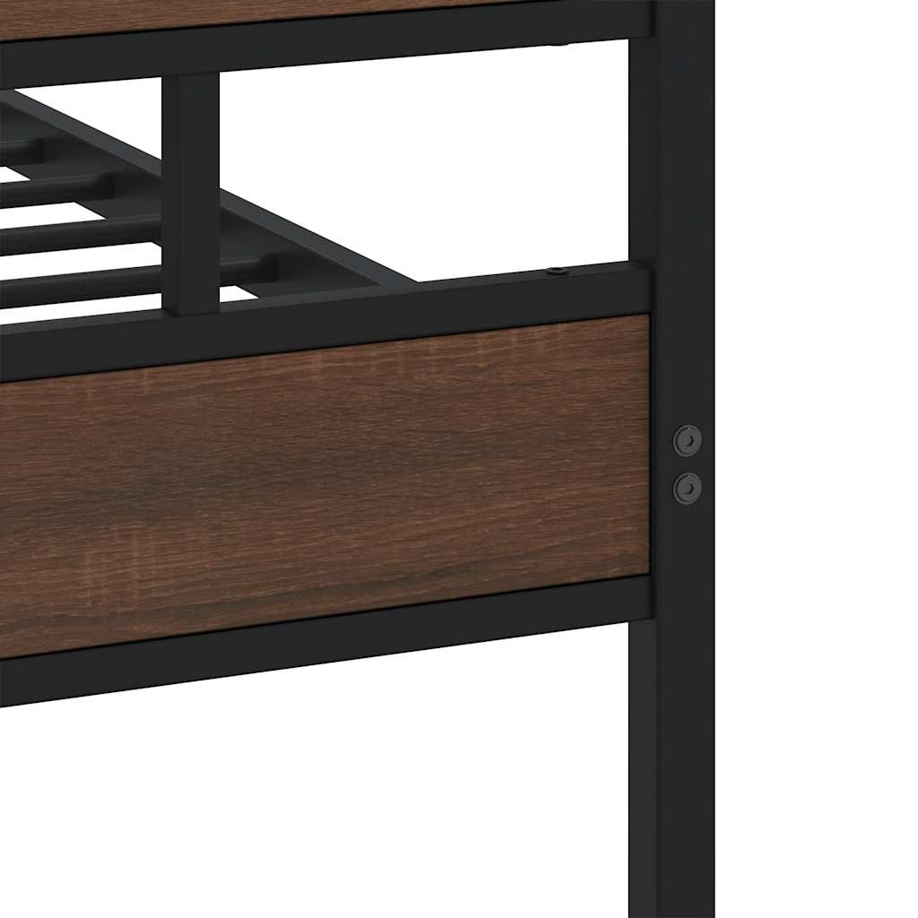 Metal Bed Frame without Mattress Brown Oak 160x200 cm