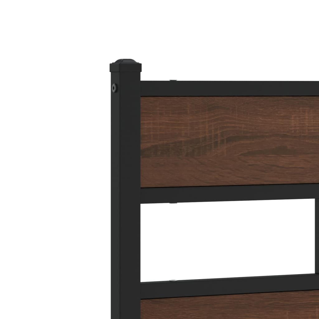 Metal Bed Frame without Mattress Brown Oak 193x203 cm