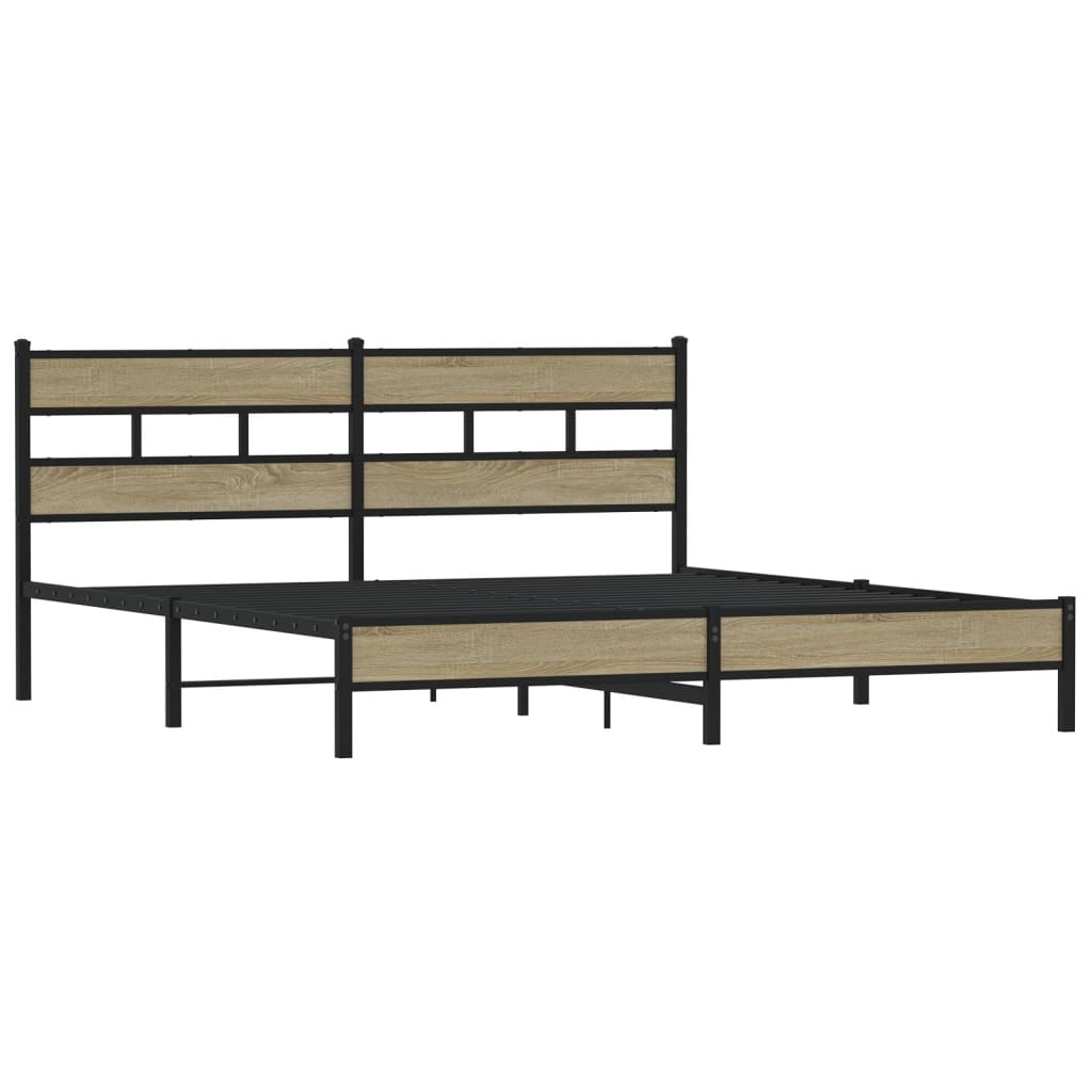 Metal Bed Frame without Mattress Sonoma Oak 183x213 cm