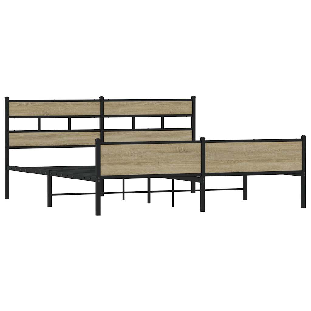 Metal Bed Frame without Mattress Sonoma Oak 180x200 cm Super King