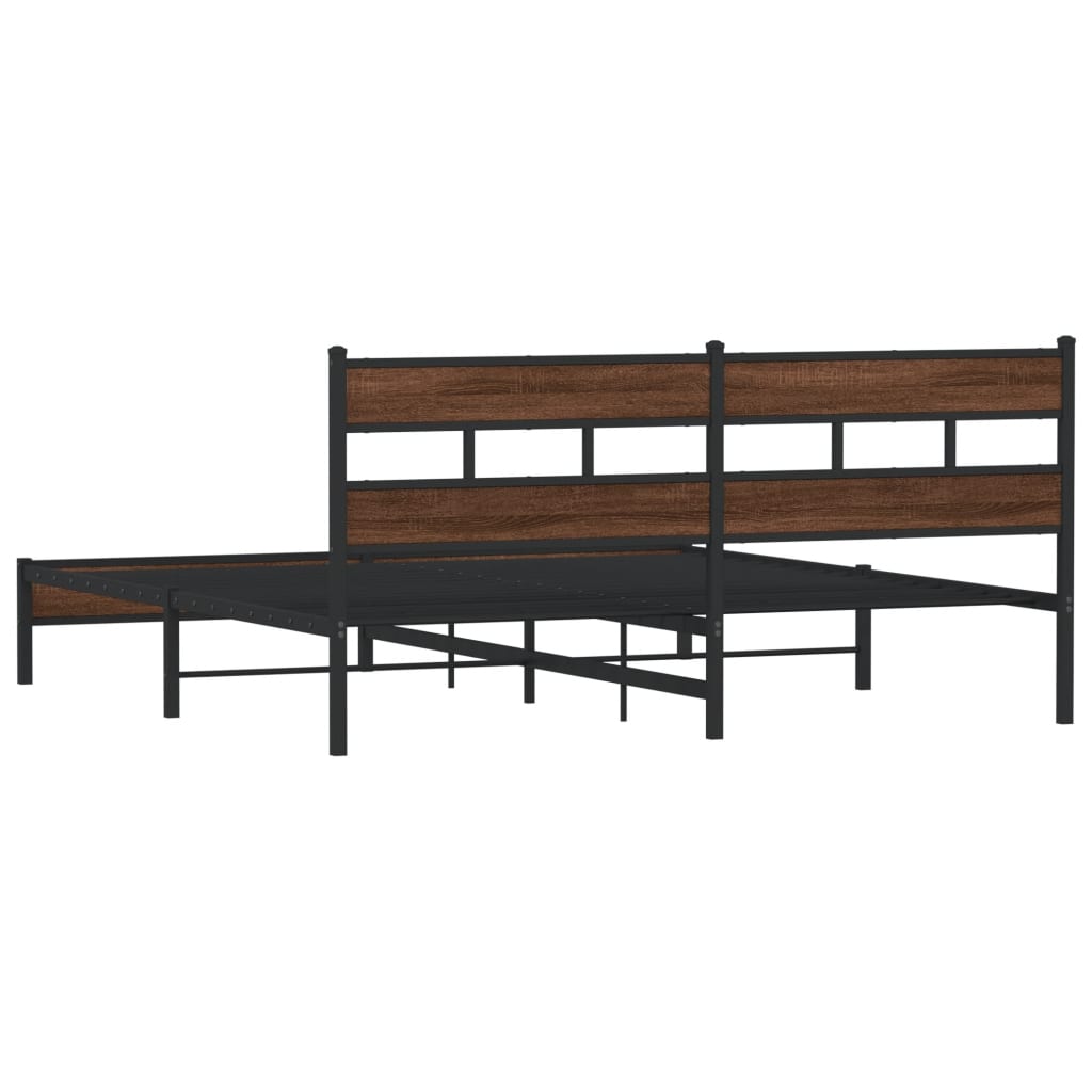 Metal Bed Frame without Mattress Brown Oak 200x200 cm