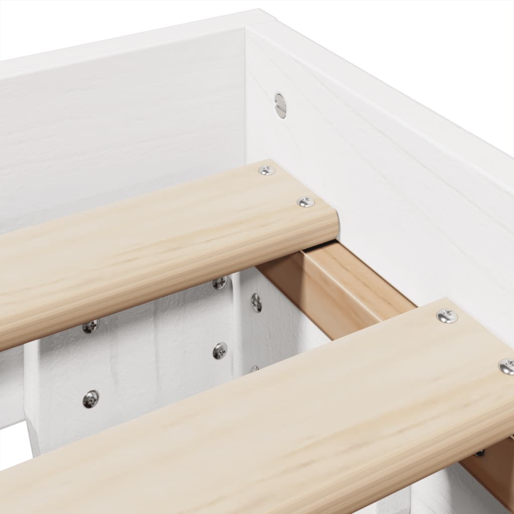 Bed Frame without Mattress White 135x190 cm Double Solid Wood Pine