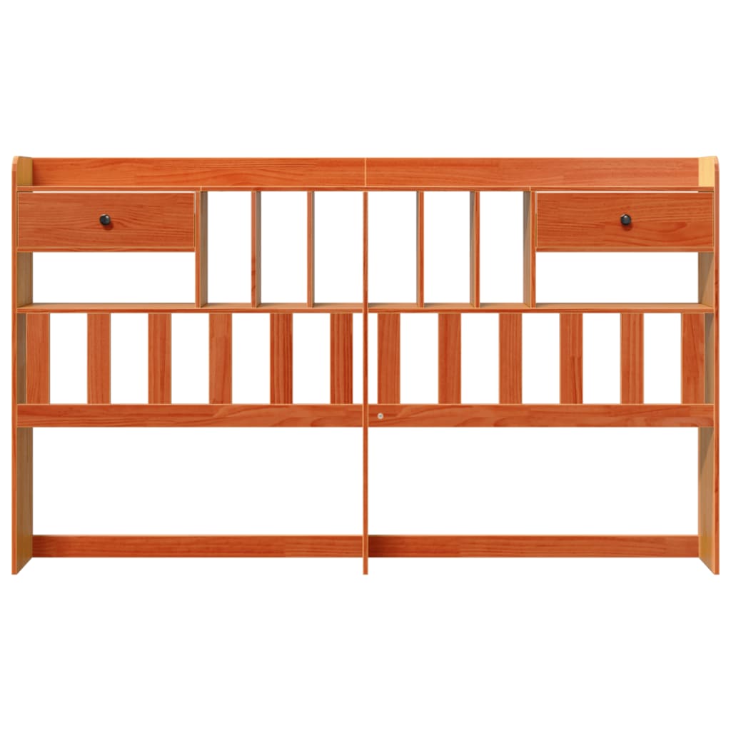 Headboard with Storage Wax Brown 200 cm Solid Wood Pine