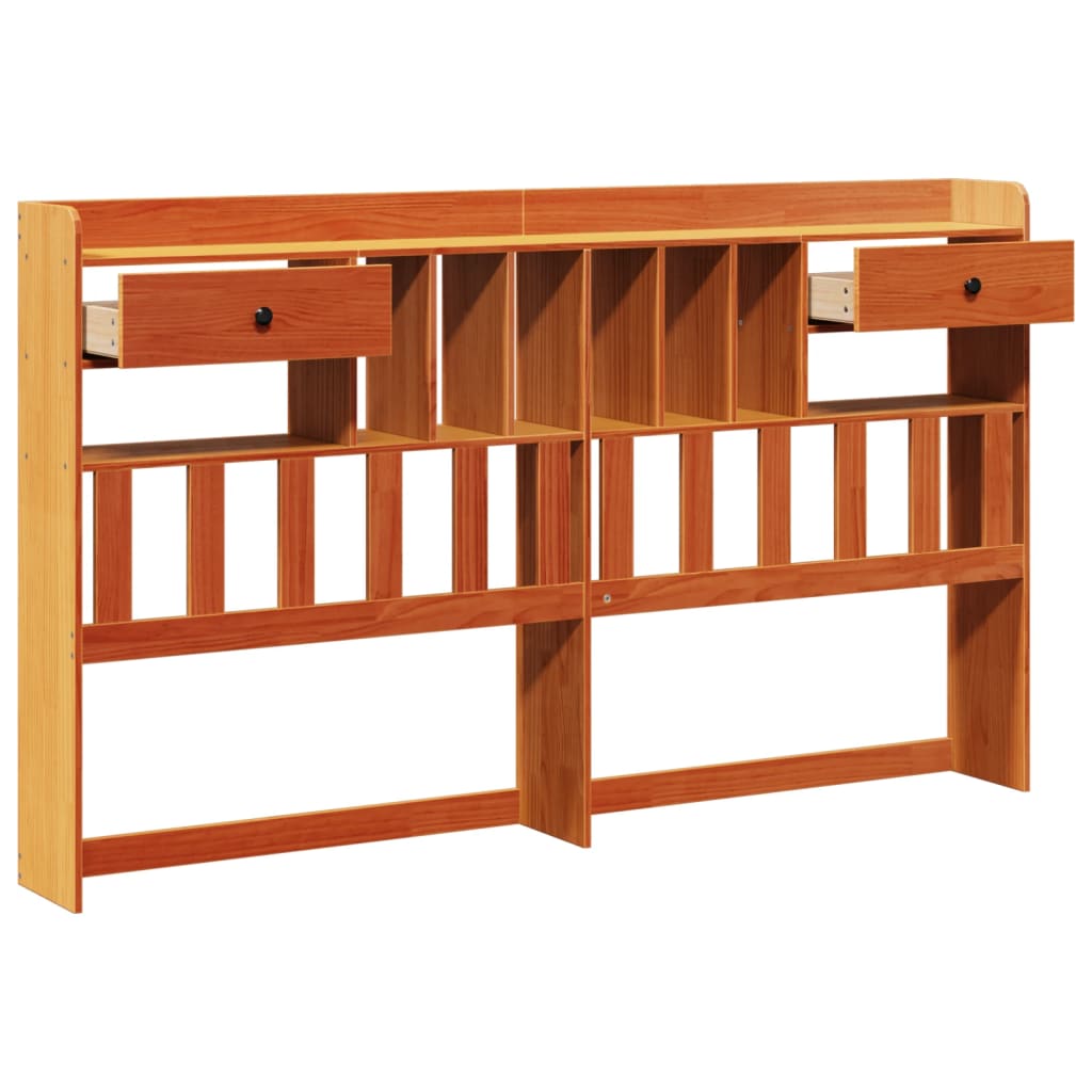 Headboard with Storage Wax Brown 200 cm Solid Wood Pine
