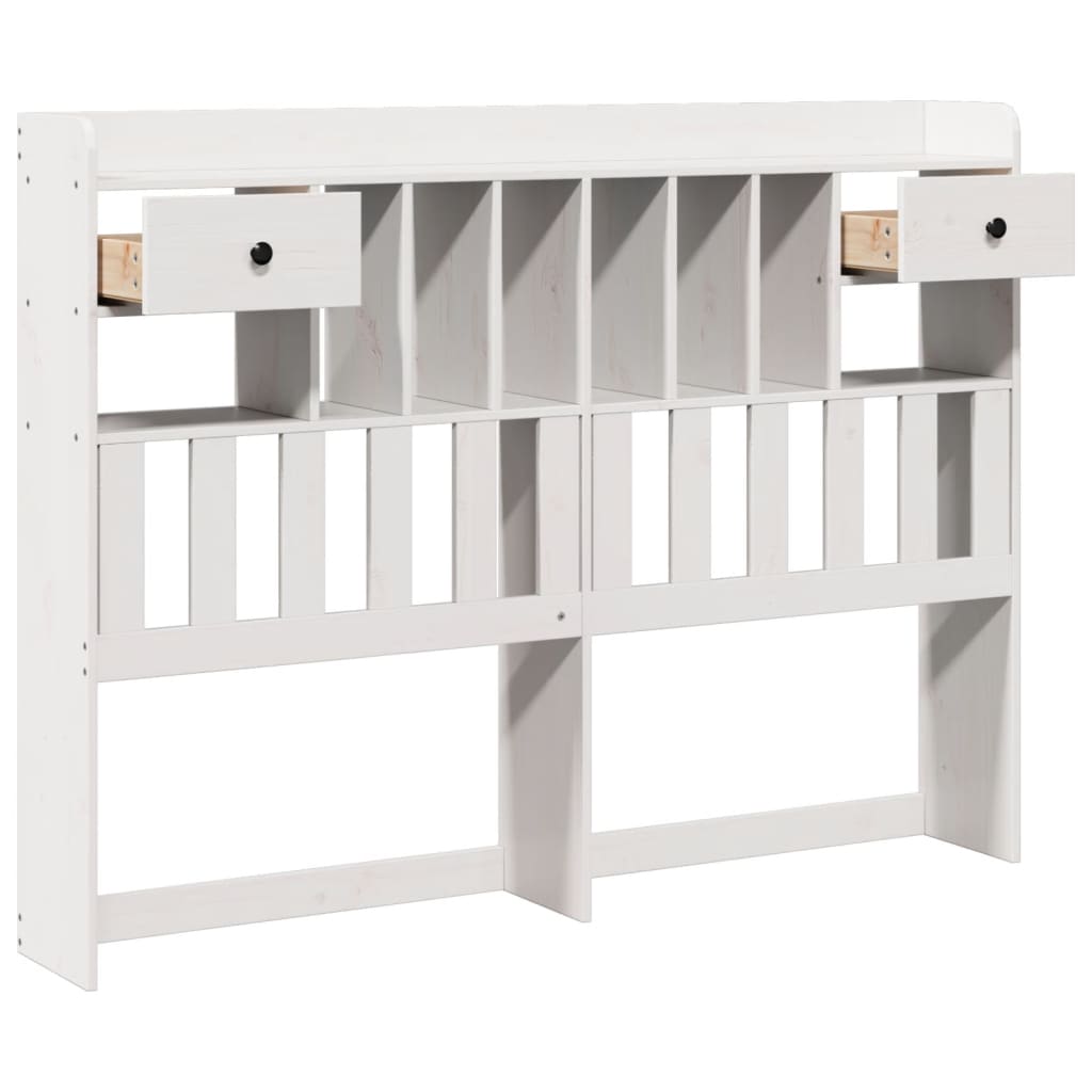 Headboard with Storage White 150 cm Solid Wood Pine