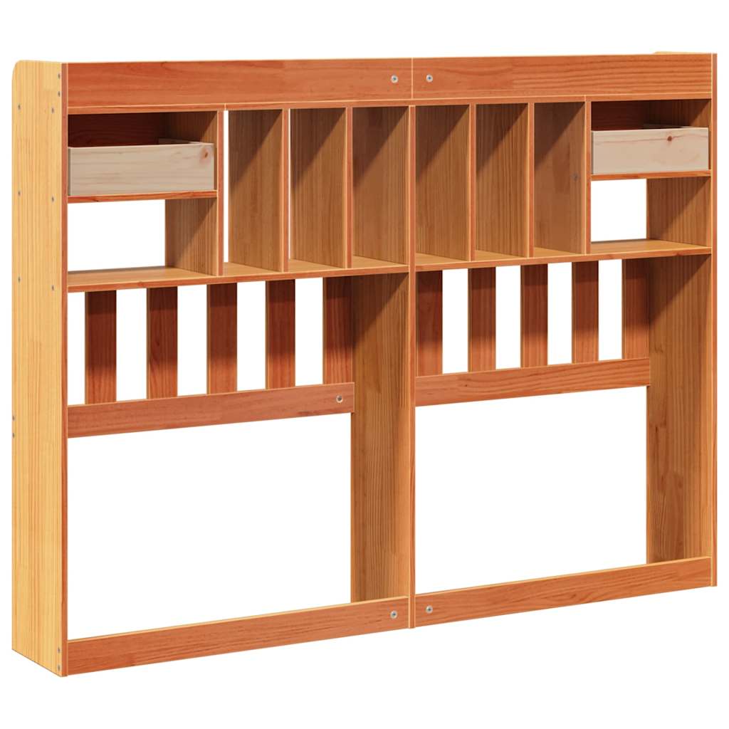 Headboard with Storage Wax Brown 150 cm Solid Wood Pine
