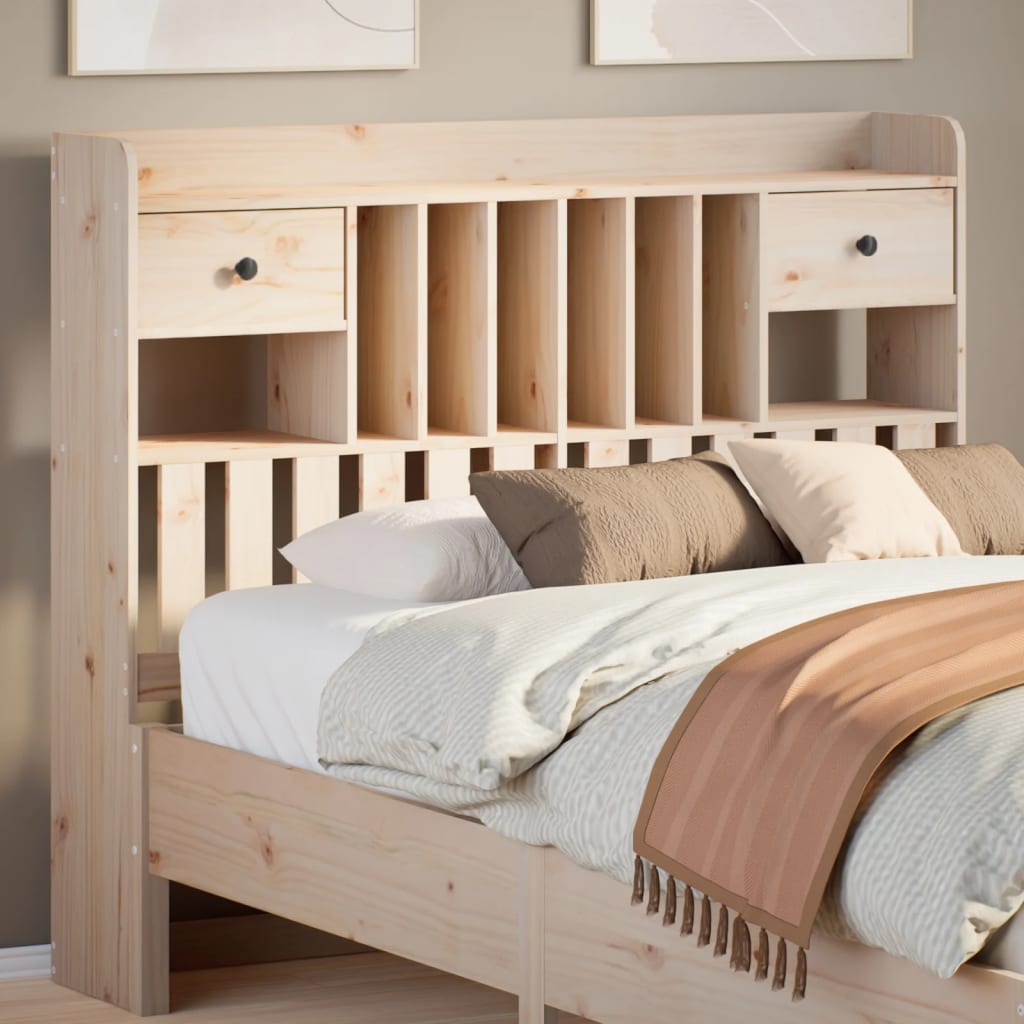 Headboard with Storage 135 cm Solid Wood Pine