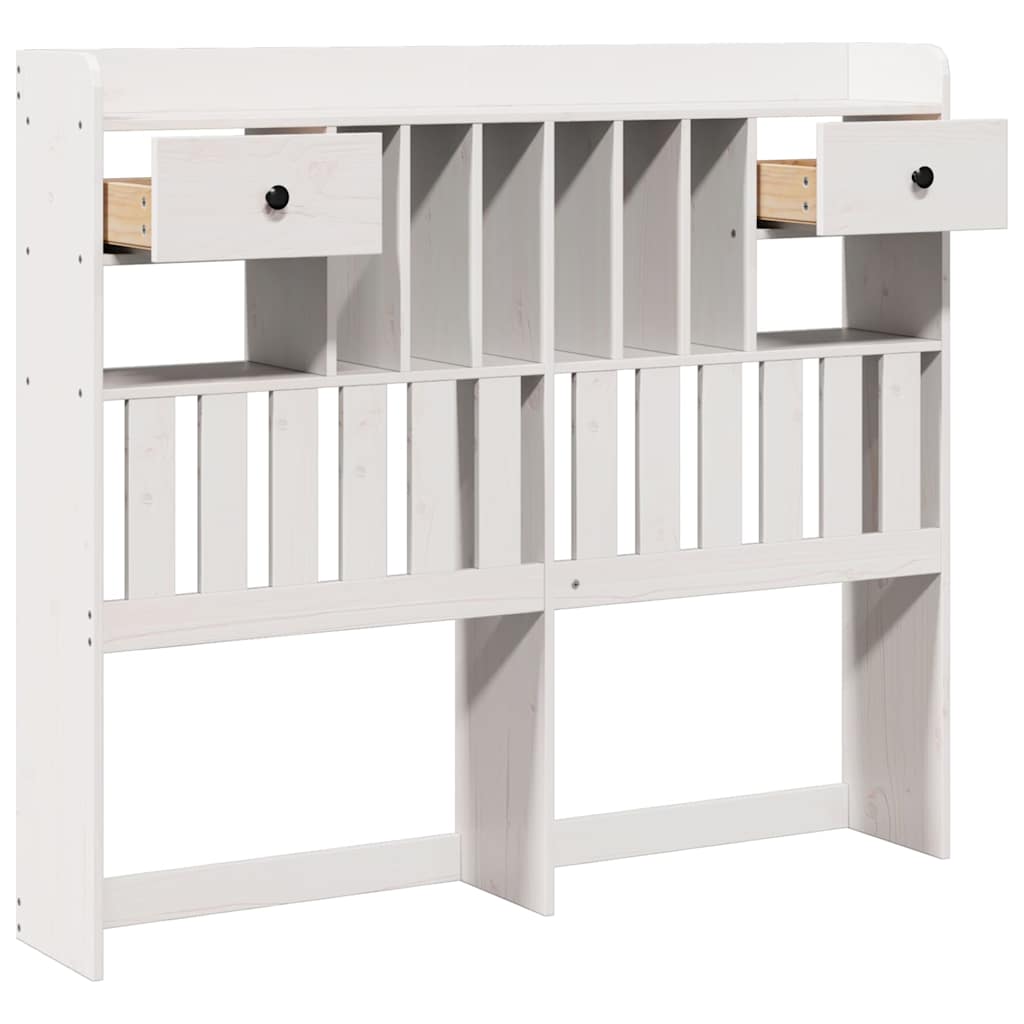 Headboard with Storage White 135 cm Solid Wood Pine