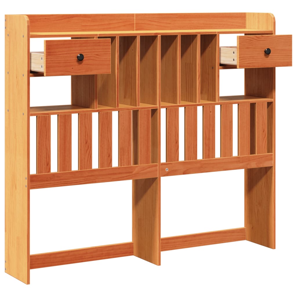 Headboard with Storage Wax Brown 135 cm Solid Wood Pine