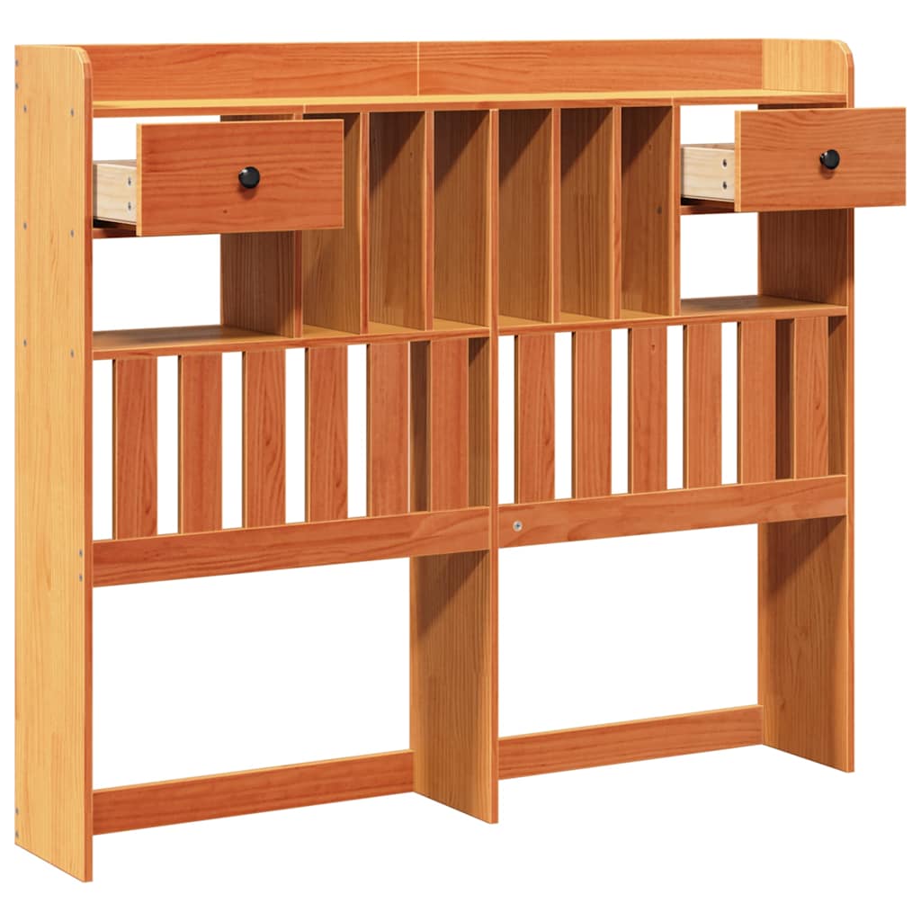 Headboard with Storage Wax Brown 120 cm Solid Wood Pine