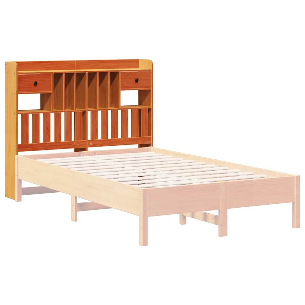 Headboard with Storage Wax Brown 120 cm Solid Wood Pine