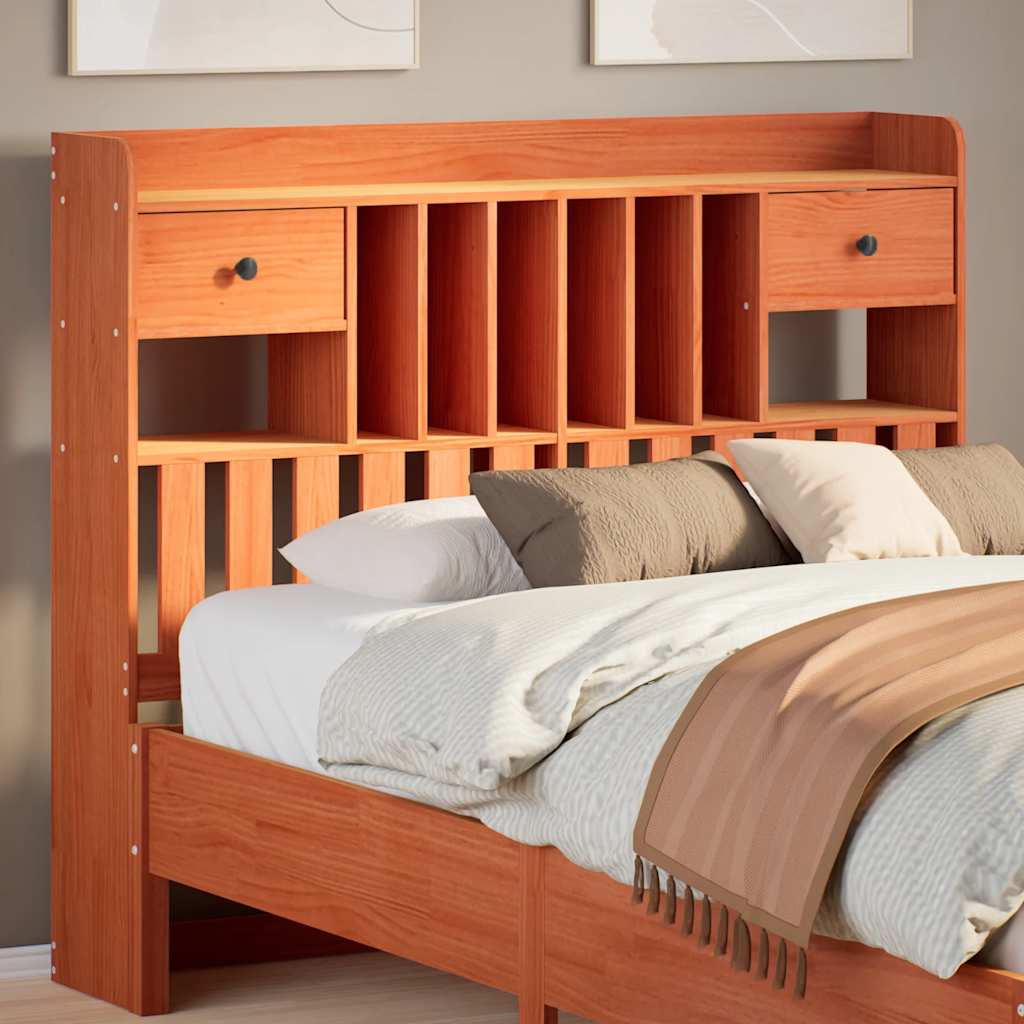 Headboard with Storage Wax Brown 120 cm Solid Wood Pine