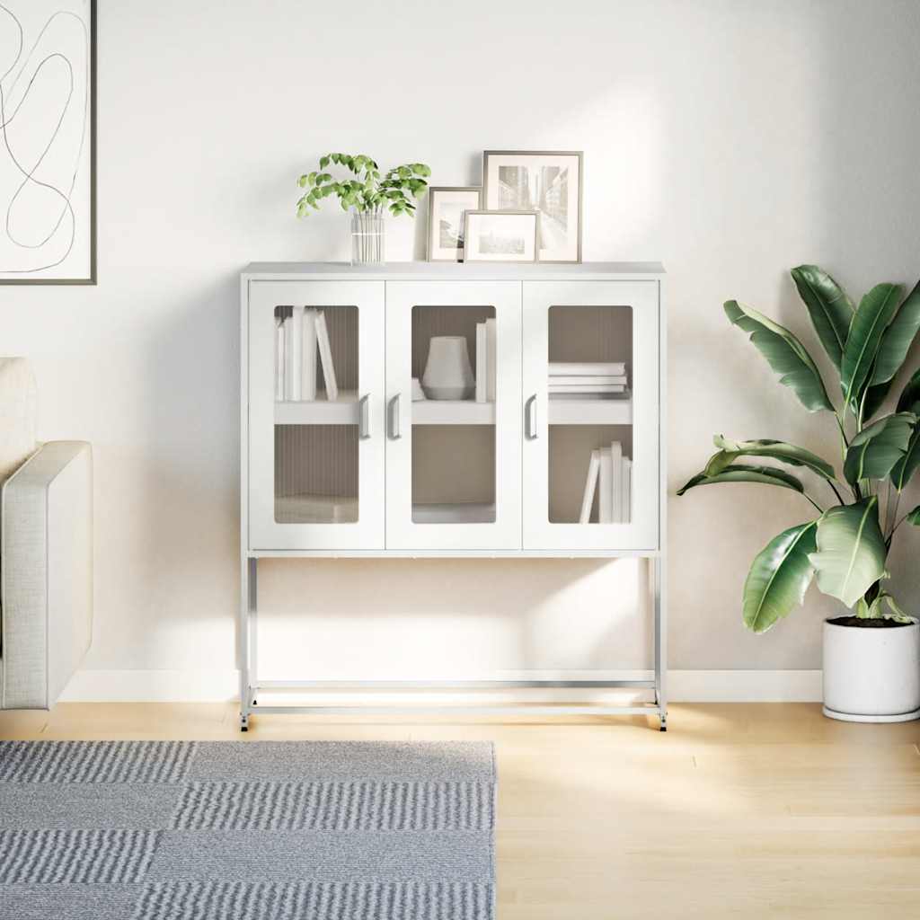Sideboard White 100.5x39x107 cm Cold-rolled Steel