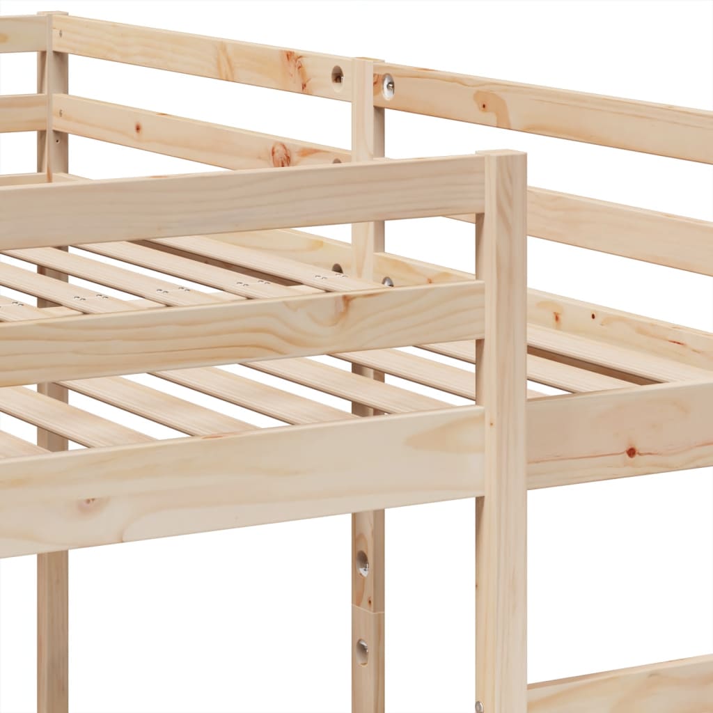 Triple Bunk Bed Frame 200x200/80x200 cm Solid Wood Pine