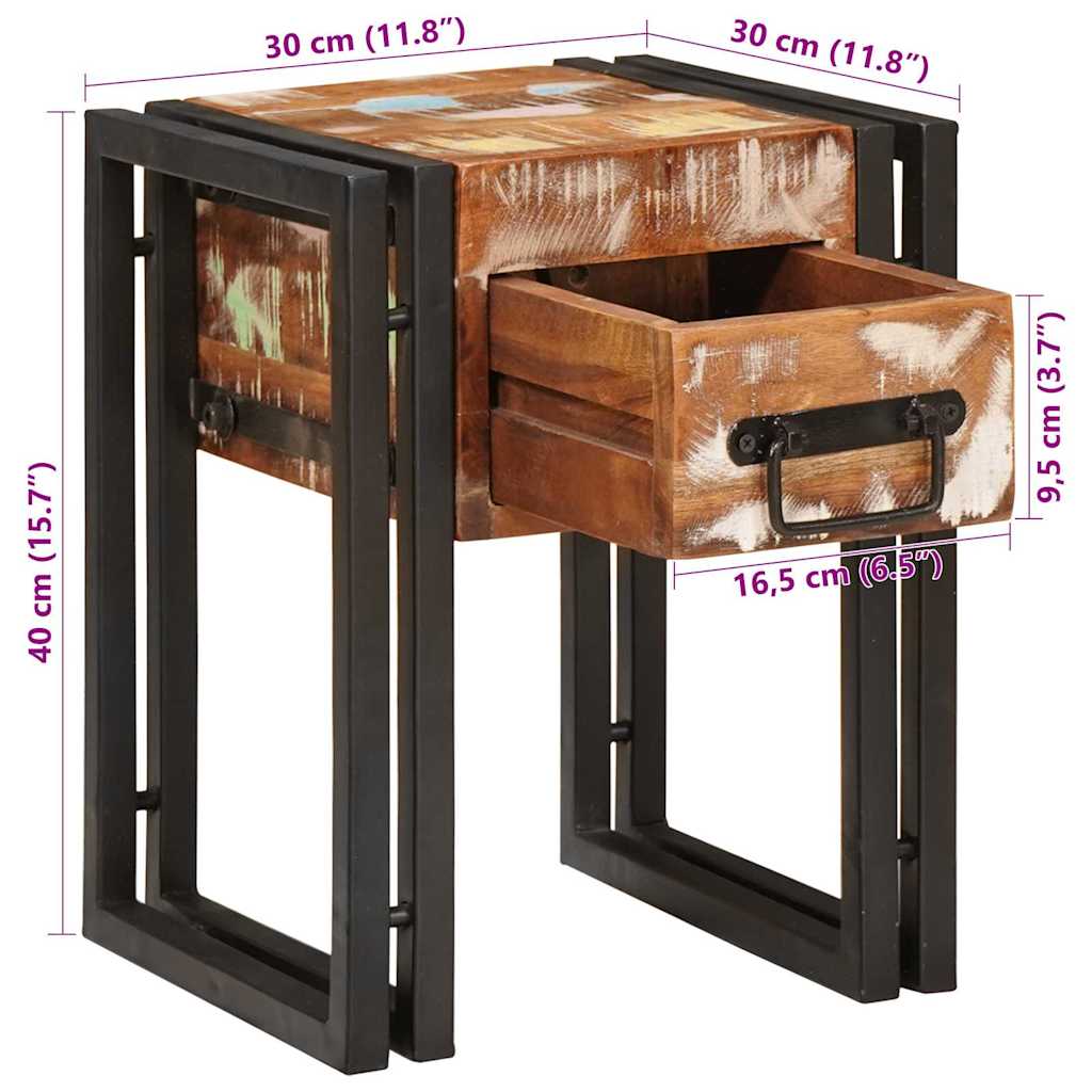 End Table Other 30 x 30 x 40 cm Solid reclaimed wood and Metal