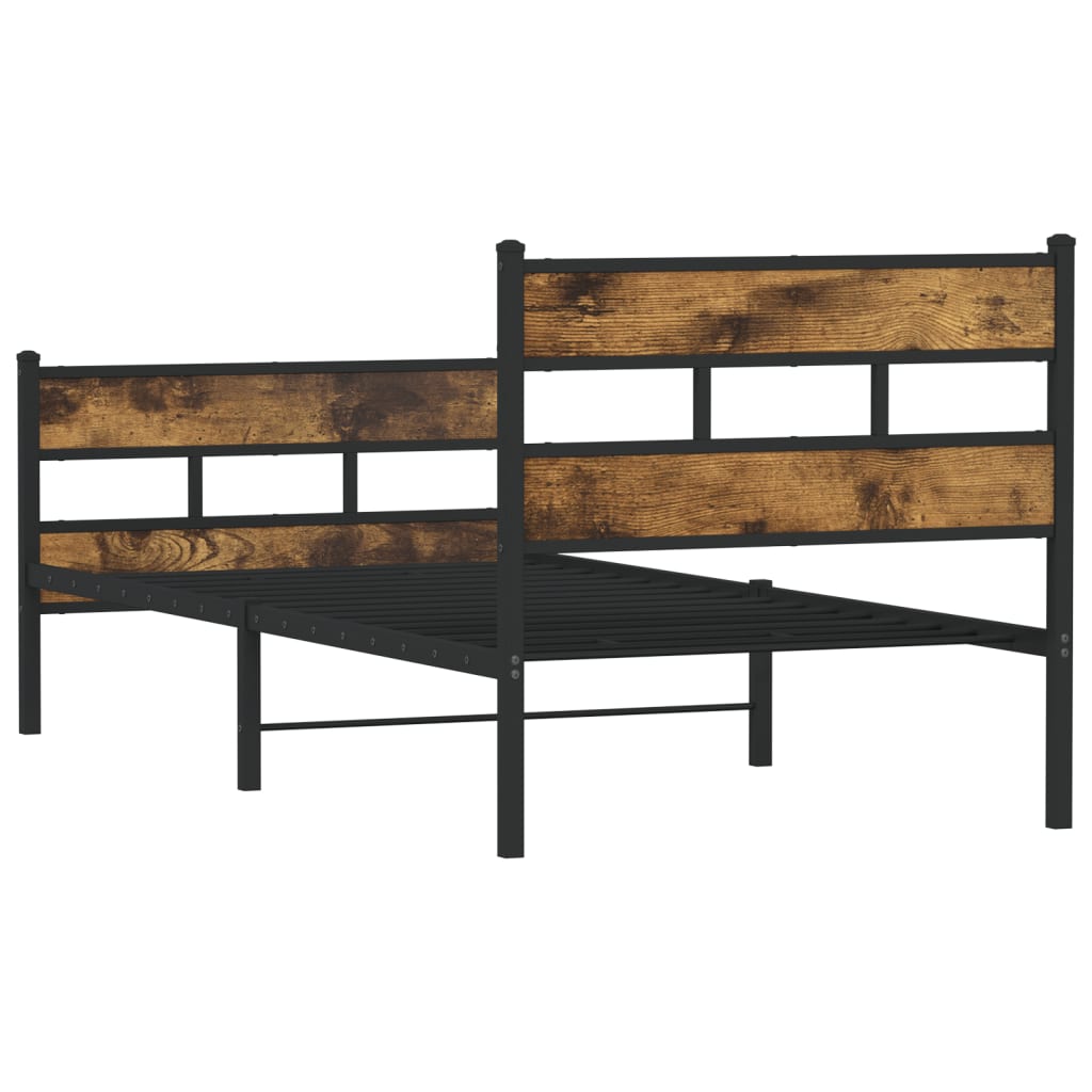 Industrial Wooden Single Size 90cm Bed Frame Base With Headboard & Footboard