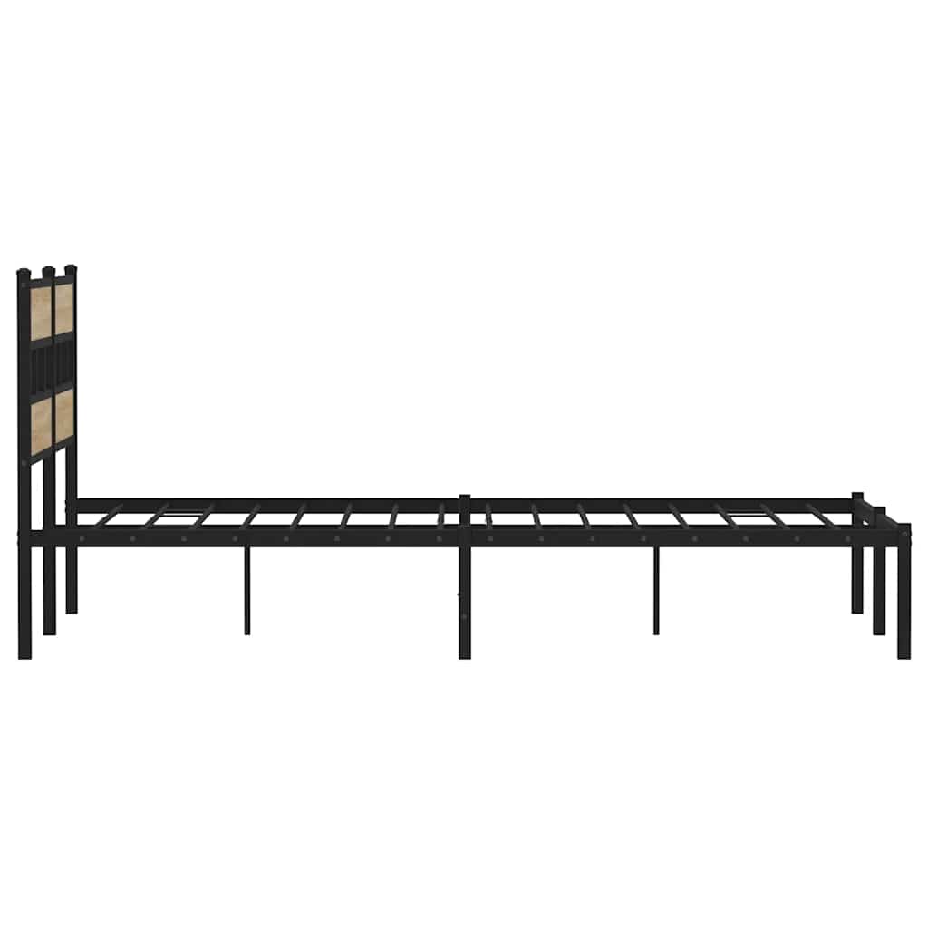 Metal Bed Frame without Mattress Sonoma Oak 140x190 cm