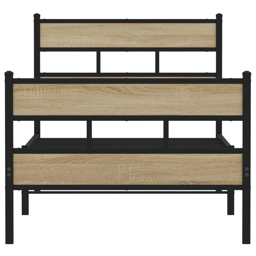 Industrial Wooden Single Size 90cm Bed Frame Base With Headboard & Footboard