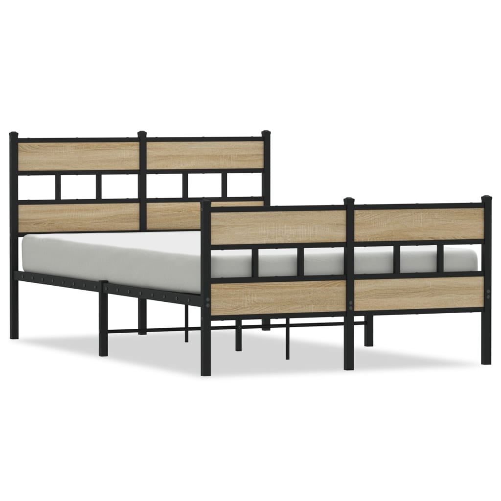 Metal Bed Frame without Mattress Sonoma Oak 120x200 cm