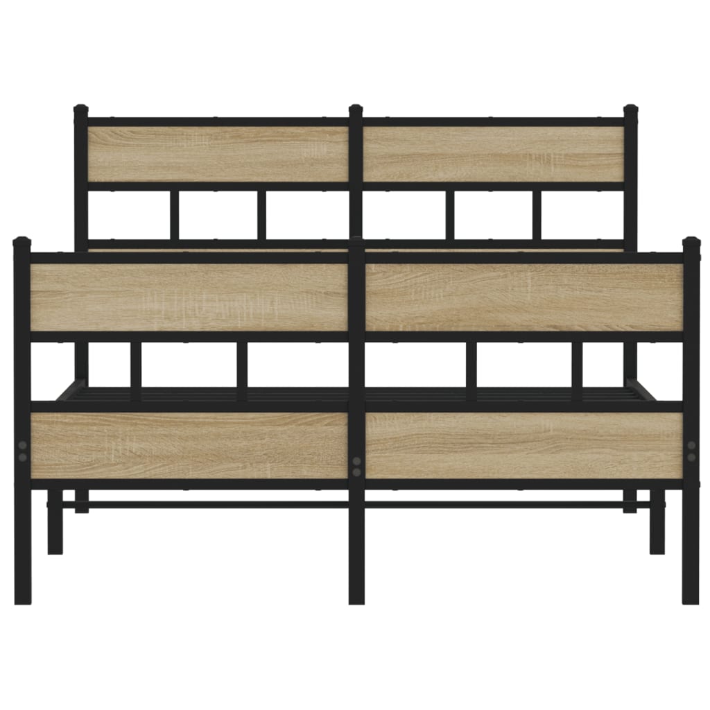 Metal Bed Frame without Mattress Sonoma Oak 120x200 cm