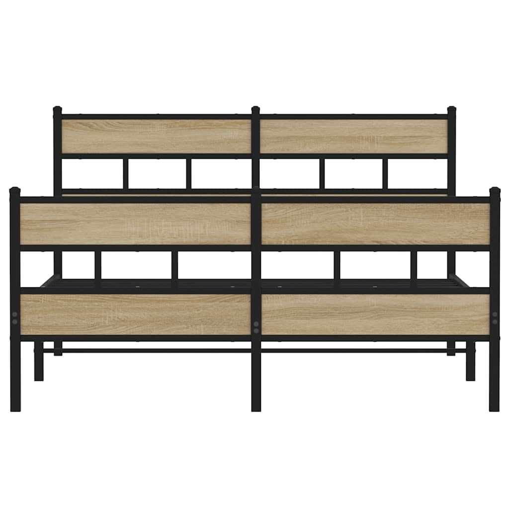 Metal Bed Frame without Mattress Sonoma Oak 140x190 cm