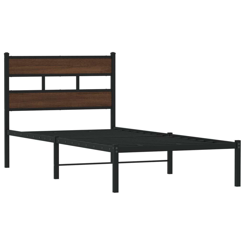 Bed Frame without Mattress with Headboard Brown Oak 75x190 cm Small Single