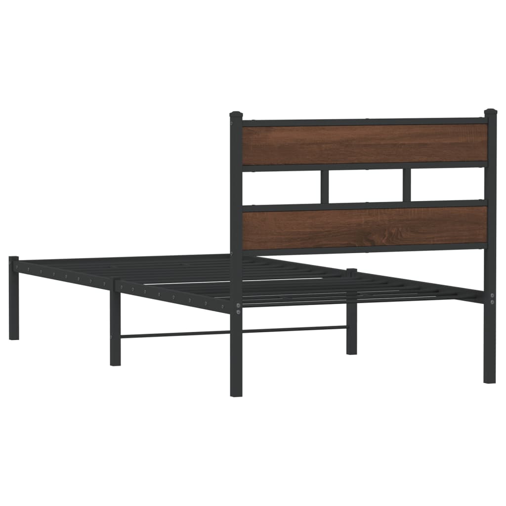Bed Frame without Mattress with Headboard Brown Oak 75x190 cm Small Single