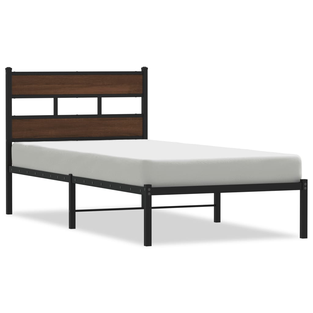 Bed Frame without Mattress with Headboard Brown Oak 80x200 cm