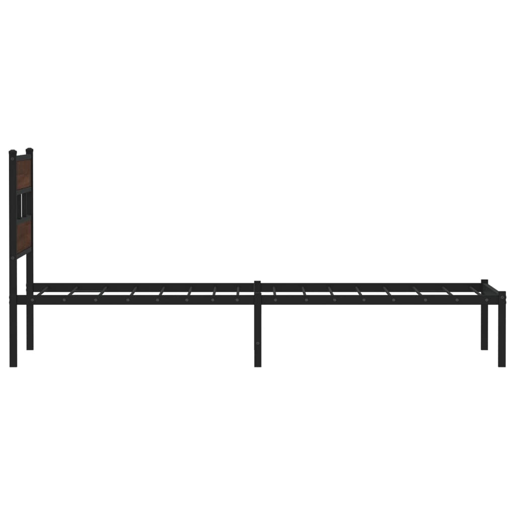 Bed Frame without Mattress with Headboard Brown Oak 100x200 cm