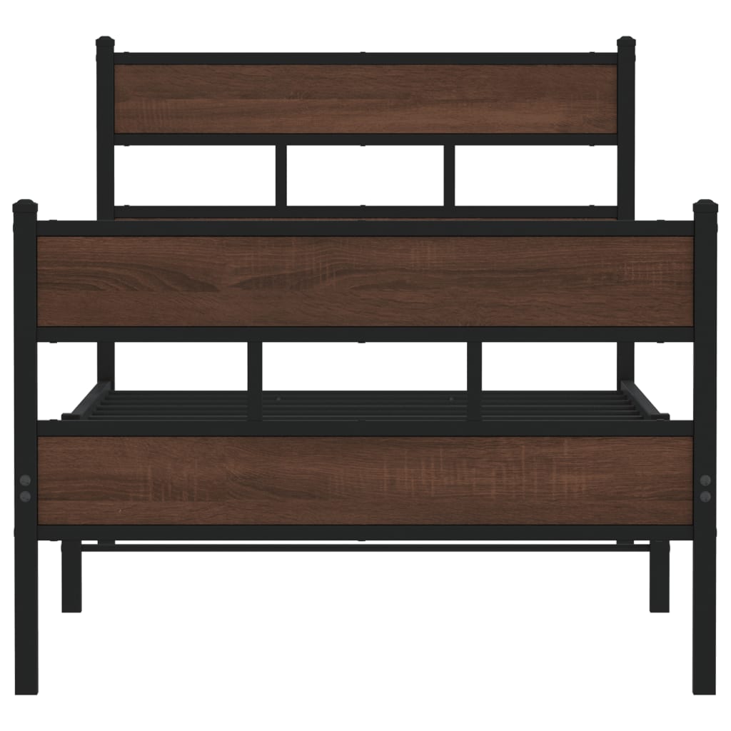 Industrial Wooden Single Size 90cm Bed Frame Base With Headboard & Footboard