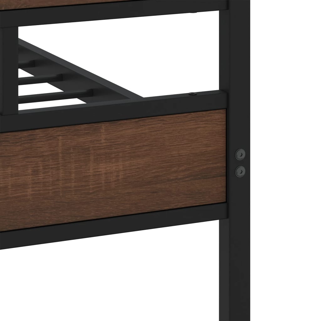 Industrial Wooden Single Size 90cm Bed Frame Base With Headboard & Footboard