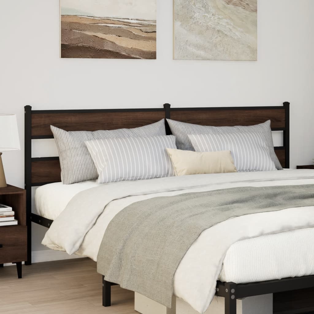 Headboard Brown Oak 200 cm Steel and Engineered Wood