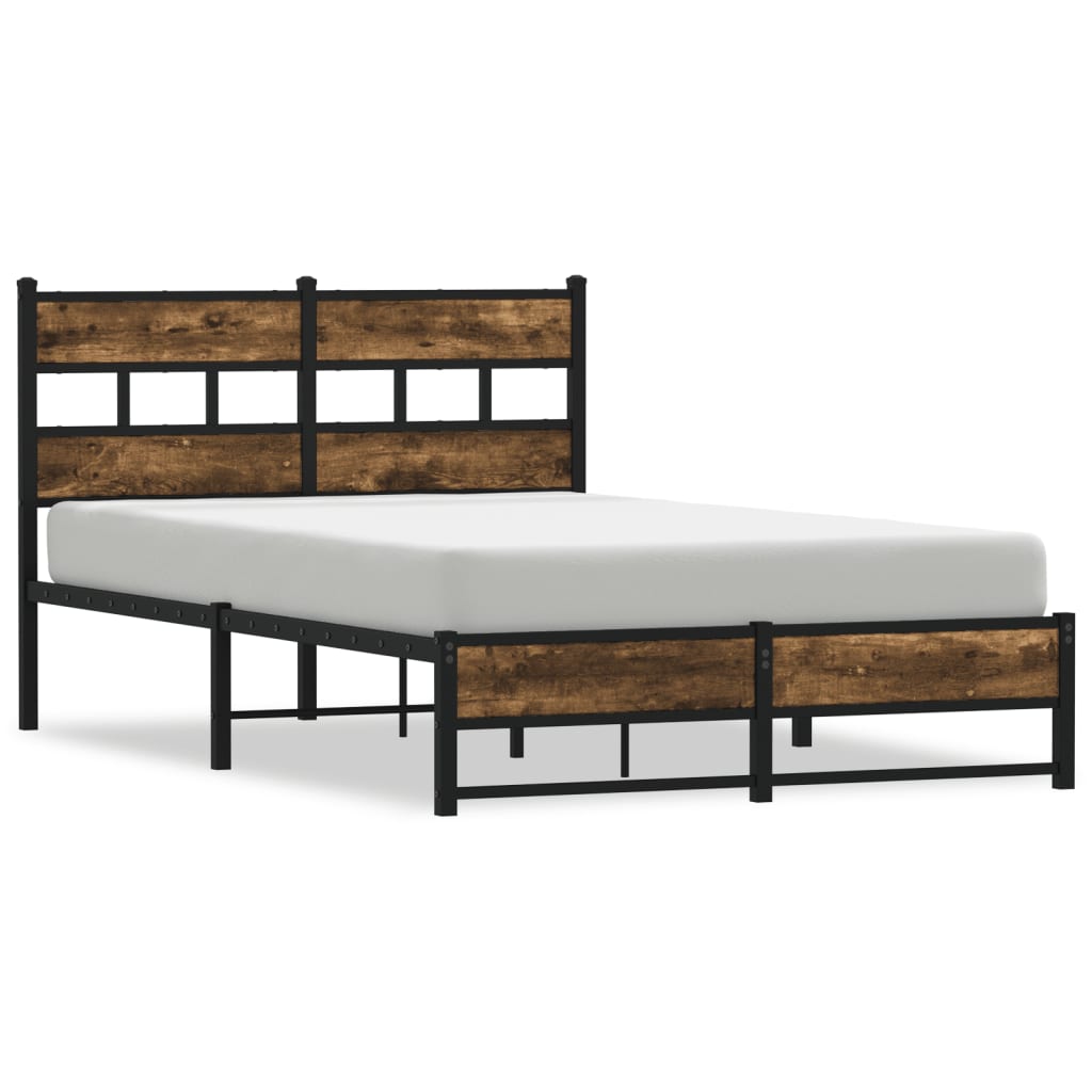 Metal Bed Frame without Mattress Smoked Oak 120x200 cm