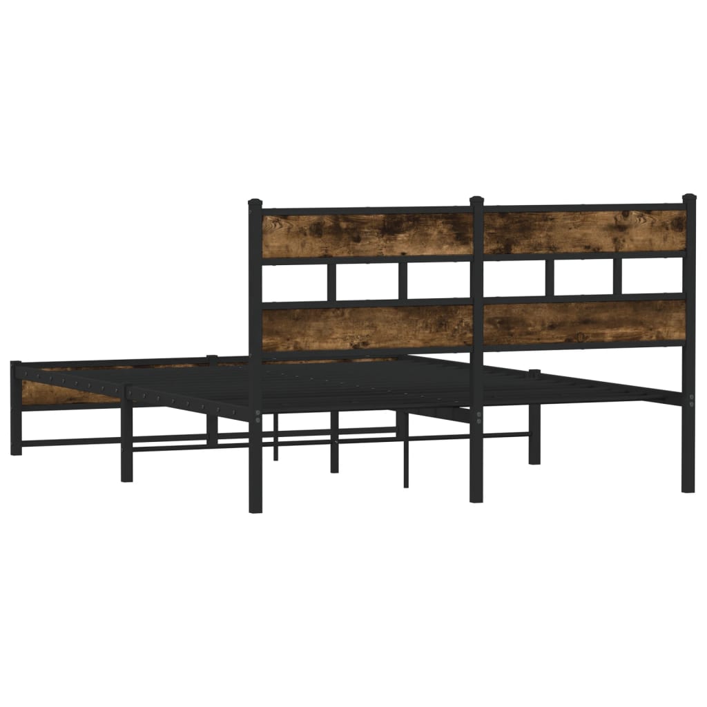 Metal Bed Frame without Mattress Smoked Oak 160x200 cm