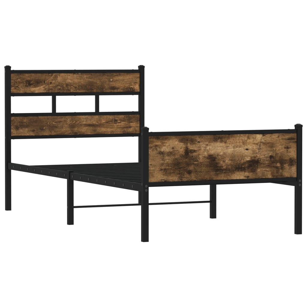 Bed Frame without Mattress Smoked Oak 100x190 cm Engineered Wood