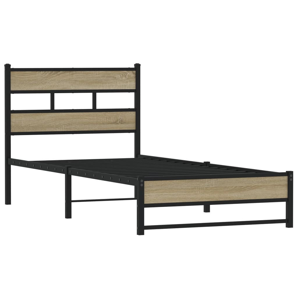 Metal Bed Frame without Mattress Sonoma Oak 80x200 cm