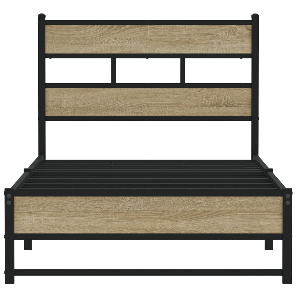 Metal Bed Frame without Mattress Sonoma Oak 80x200 cm