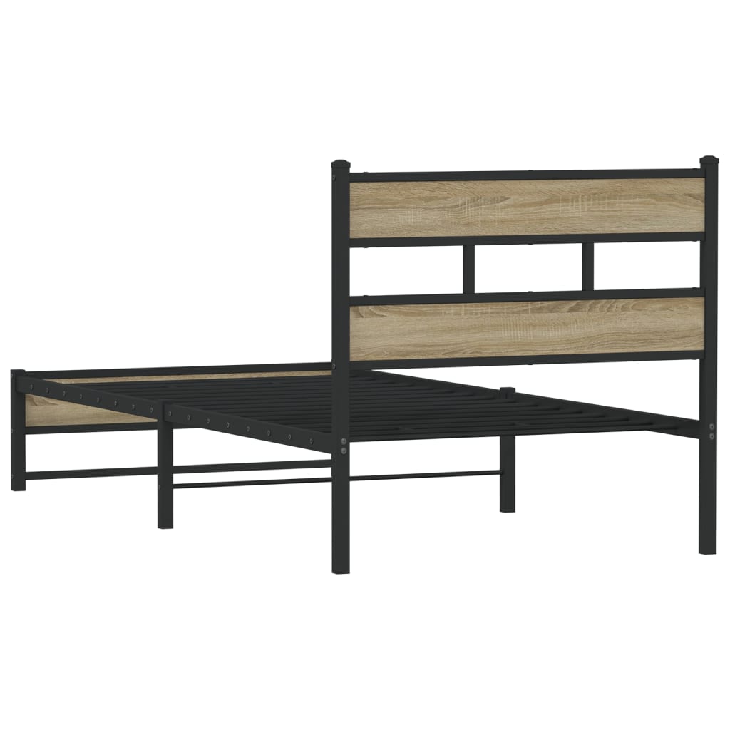 Metal Bed Frame without Mattress Sonoma Oak 80x200 cm